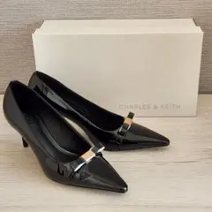 【新品箱付✨】CHARLES&KEITH リボンパンプス 37 ポインテッドトゥ