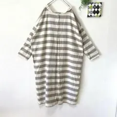 【サマンサモスモス】 ボーダーワンピ 5分袖 レトロガーリー ナチュラル 可愛い