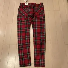 新品mnml☆タータンチェックパンツ☆32☆赤のサムネイル