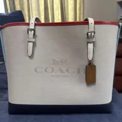 COACH トートバッグ ベージュ/レッド/ネイビー