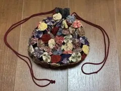 ハンドメイド　 ミニシュシュ装飾　和柄巾着袋
