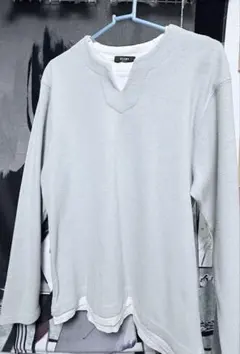 BEAMS HEART レイヤード風 ニット トップス 長袖 ライトブルー s