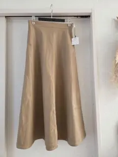 新品 レザースカート ロング キャメル ベージュ