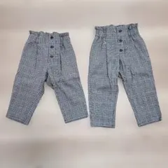 【美品】チェック柄ウエストゴムパンツ 80cmと90cm