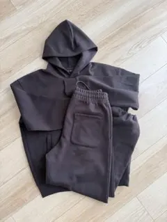 UNIQLO:C スウェットワイドパンツ S パーカーM ブラウン 上下セット