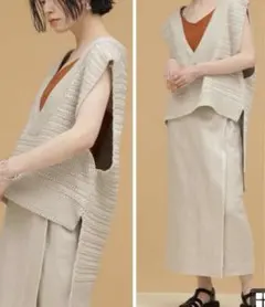 NANO universe◆LB.03/バーティカルネックベスト◆アイボリー