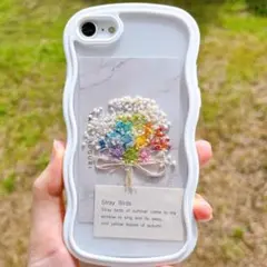 虹色ブーケ　スマホに挟める ミニブーケ　ドライフラワー　インナーシート　ブルーのサムネイル