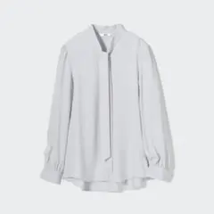 ■ユニクロ　ボウタイリボン付き　レーヨン長袖シャツ　464801/XL