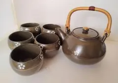 レトロ　陶器製急須と茶碗5個セット