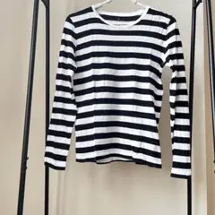 無印良品　レディース　M コットン　長袖　ボーダー　黒　白