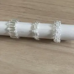 ハンドメイド　クリア　ビーズリングセット