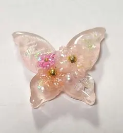 「1218」レジンヘアゴム　ポニーフック　ブローチ　マグネット　蝶々