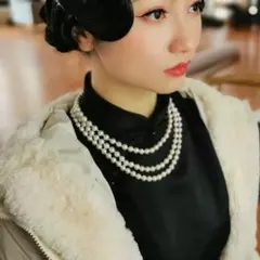 パールネックレス ロング 二連 三連 結婚式 フォーマル 上品 韓国