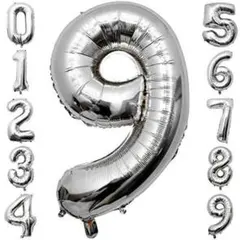 バースデーバルーン【9 王冠】シルバー