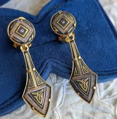 スペイン 象嵌細工 ダマスキナード イヤリング 幾何学模様 スイングします