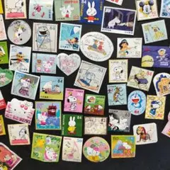 使用済み日本切手　色々なキャラクター　100枚