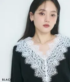 BASEMENT Vネックレースニット