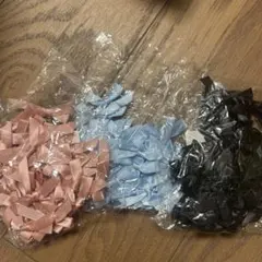ハンドメイド　手芸素材　リボンセット（ピンク・青・黒）