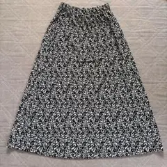 花柄フレアスカート ブラックホワイト