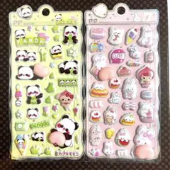 《新品未開封》ミカヅキモモコ　3Dぷくぷくおしりシール　パンダ＆うさぎ