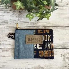 デニムリメイクポーチ☆ハンドメイドポーチ☆英字