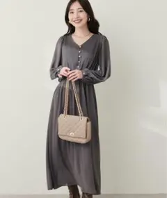 【natural couture】ピンタックプリーツお上品ワンピース