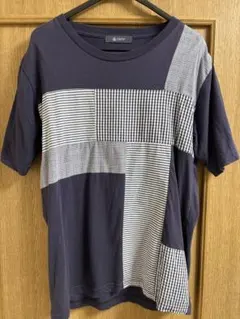 ネイビー系 パッチワークTシャツ Lサイズ ナノユニバース