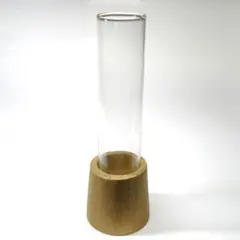 【未使用】ガラスと木製の一輪挿し