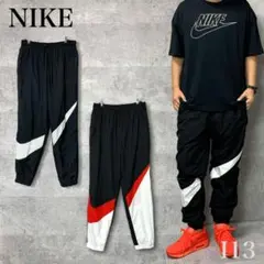 新品★ナイキ NIKE ウインド ロング パンツ ナイロンパンツ 黒白赤 M