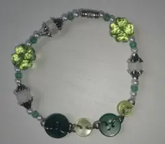 ハンドメイド ビーズブレスレット グリーン系