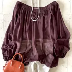 美品 Max＆Co. マックスマーラ シルク100％ バルーンブラウス シアー