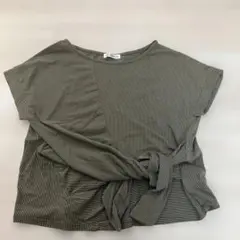 美品　a.v.v standard ストライプ 半袖Tシャツ オリーブグリーン