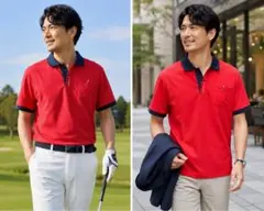 新品未使用 トミーヒルフィガー メンズ ポロシャツ LL レッド ストレッチのサムネイル