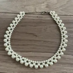 ホワイトパールネックレス 二重層 アジャスター付き