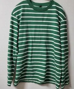 UNIQLO ユニクロ ボーダー 長袖 Tシャツ グリーン 緑 L