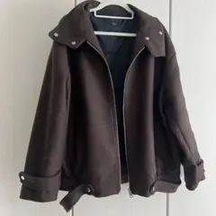 ZARA ウール混ボンバージャケット ブラウン