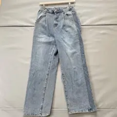 antiqua アンティカ ライトブルー ワイドレッグデニムパンツ