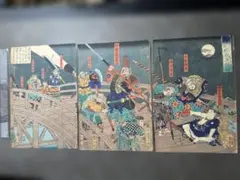 浮世絵 三枚続 芳年 橋夜半落雁 浮世絵 三枚続 芳年 橋夜半落雁 - メルカリ