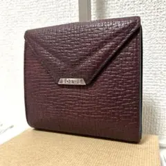 【美品✨バイフォールドウォレット】ロエベ　三つ折り財布　バーガンディ　希少　本革のサムネイル