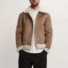 美品 ZARA ザラ ムートンジャケット B-3 フライトジャケット ブラウン