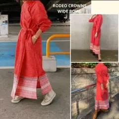 【新品タグ付】ロデオクラウンズ ペイズリー柄 ロングガウン 羽織 赤 F