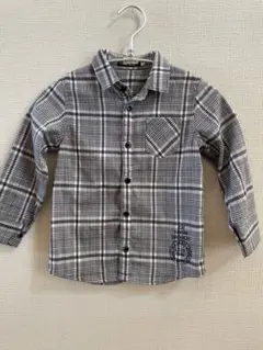 【美品】BeBe グレー チェック 長袖シャツ 110サイズ