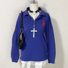 y2k ラルフローレン ポロシャツ ビッグポニー 平成ギャル 平成女児 ブルー