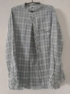 a.v.v HOMME メンズ 長袖 バンドカラー チェックシャツのサムネイル