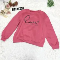 s.1727【シーイン】長袖 トレーナー スウェット ラフ ピンク プリント