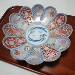 有田焼 深川製磁 染錦金彩鳳凰 菊割大皿 鉢 古伊万里