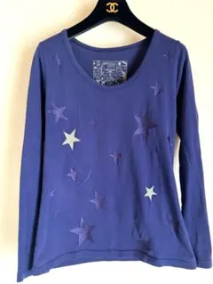 Right-on　ネイビー　星刺繍　長袖Tシャツ　ロンTのサムネイル