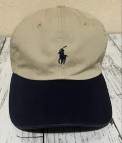 90s ラルフローレンキャップ　台湾製　希少　ツートーン　ビンテージ　ベージュ