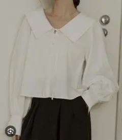 OLUN ビックカラーブラウス 白
