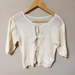 Kastane 半袖 カーディガン リボン アイボリー シフォン 2wayのサムネイル